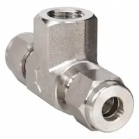 HAM-LET Compression Tee Fitting: 3/8 in OD x 3/8 in OD x 1/4 in Pipe Fitting Size, Stainless Steel (MPN 772LF SS 3/8 X 1/4)