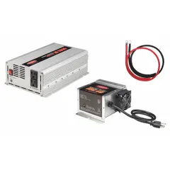 The TUNDRA ICM10245 is a multi-unit inverter with battery charger that converts 10.5 to 15V DC input to 120V AC modified sine wave output, delivering 2000W peak power. It also functions as a battery charger with 105 to 130V AC input and 13.2V to 14.4V output. Suitable for powering tools and electronics in mobile, off-grid, or backup applications.