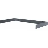 Steel back and side stop with black finish. Overall width 48 in, overall depth 30 in. Used to secure items on industrial shelving or workbenches, preventing them from sliding off the back or sides. Commonly applied in warehouses, assembly lines, and storage areas for load retention