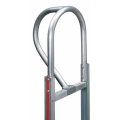 Aluminum vertical loop handle accessory for Magliner hand trucks. Overall height 16 3/8 in, width 9 3/4 in, overall length 11 1/4 in. Designed for Straight Frame 52 IN - 15A models. Provides a grip point for maneuvering hand trucks in material handling tasks.