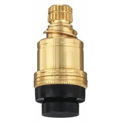 This brass compression faucet stem is designed for cold water applications. It is compatible with American Standard AB1953 series faucets. The stem is used to replace worn or failed valve stems in compression faucets, restoring proper water flow control.