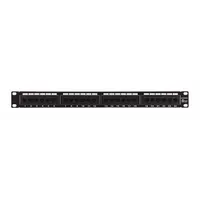 MONOPRICE Patch Panel: Flat, 2 Rack Units, 24 Ports, 6, 110 IDC, Steel, 1 3/8 in Overall Ht, 7253