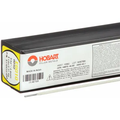 HOBART Carbon Steel E6010 Stick Electrode, 3/32 in x 14 in, 5 lb - Electrodes for All-Position Welding with DC Power