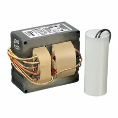 This high-pressure sodium ballast kit is designed for 1000 W lamps with ANSI Code S52 and pulse start. It operates on 120/208/240/277V AC and includes a capacitor. Typical applications include industrial lighting, street lighting, and large-area floodlighting.