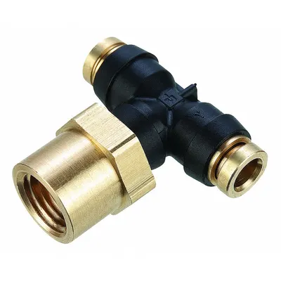 LEGRIS Push-Fit Tee Fitting: 1/4 in OD x 1/4 in OD x 1/4 in Pipe Fitting Size, Brass - Brass & Composite Air Brake Fittings