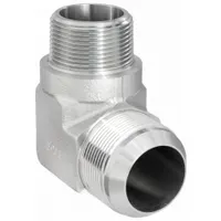 Hydraulic Hose Adapter: 1 1/2 in x 1 1/2 in Fitting Size, Male x Male, NPTF x JIC, Rigid, 90° Elbow (MPN 2024-24-24S)