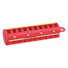 Plastic dispenser for wire marker tape, rated for temperatures from -40°F to 250°F. Supplied in a pack of 25. Used for dispensing labels to identify electrical wires and cables in industrial environments.