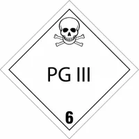 BRADY DOT Container Placard: PG III 6, 10 3/4 in x 10 3/4 in, 10 3/4 in Label Ht, 10 3/4 in Label Wd (MPN 60427)