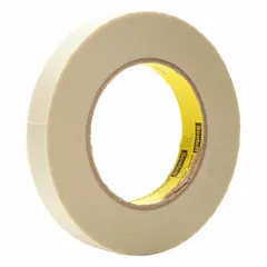 White fiberglass cloth tape with silicone adhesive, 3/4 in wide, 60 yd long, 6.4 mil thick. Designed for high-temperature sealing applications in roofing and aerospace. Meets FAR 25.853 standards. Suitable for indoor and outdoor use.