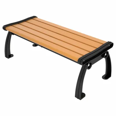 ULTRASITE Outdoor Bench: Heritage, 48 in Overall Lg, 17 in Overall Ht, Cedar, Black - Vandal Resistant Resinwood Benches
