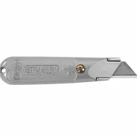 STANLEY Utility Knife: 5 1/2 in Overall Lg, Steel, Metal, 3 Blades Included, Steel Std Tip, Gray (MPN 10-209)