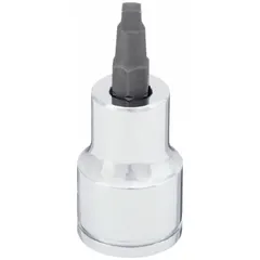 Square bit socket with fixed insert design for driving square-recess fasteners. Features an R3 tip size and overall length of 1 55/64 in. Suitable for industrial assembly, maintenance, and repair tasks requiring precise torque transfer.