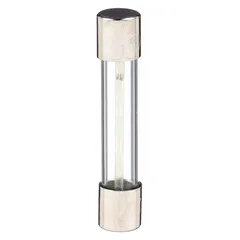 Cylindrical fast-acting fuse rated 20 A at 32 V DC. Dimensions: 1/4 in x 1 1/4 in. Used for overcurrent protection in automotive electrical circuits, including lighting, motors, and accessories.