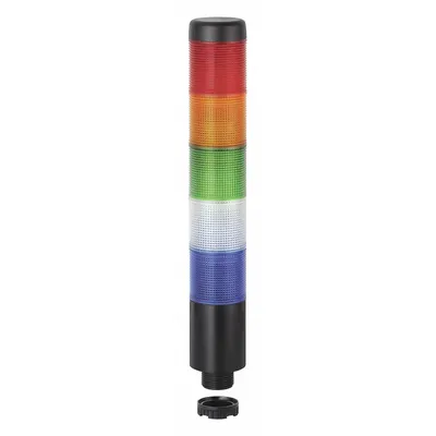 WERMA Tower Light Assembly: 5 Tier, Blue/Green/Red/White/Yellow, No Sounder Tier - Five-Tier Tower Light Assemblies