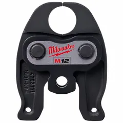 This steel press jaw is designed for use with compact press tools to crimp 1-inch PEX pipe. It meets ASTM F1807/F2159 specifications for PEX connections. Suitable for plumbing and mechanical applications requiring reliable PEX crimping.