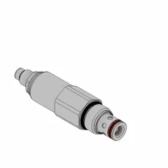 Steel screw-in cartridge valve with screw adjustment, two-way flow, and C10-2 cavity size. Polyurethane seal. Used in hydraulic systems to limit pressure by diverting flow when a set pressure is exceeded, protecting components from overpressure.