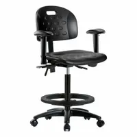 Ergonomic Chair: Polyurethane, Arms Included, Ht Range 24 1/4 in to 34 in, 18 in Seat Wd, Adj, Black (MPN BR-HPHBCH-RG-T0-A1-BF-RC-BLK)