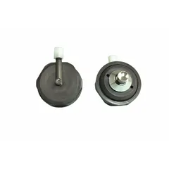 This stainless steel push button assembly is designed for use with BestCare Faucets in institutional lavatories. It provides manual air control activation for water flow in commercial restroom settings.