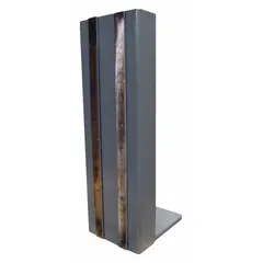 Block ceramic magnet in sheet separator style. Measures 16 1/4 in length, 8 in thickness. Used in industrial material handling to separate ferrous parts from non-ferrous materials.