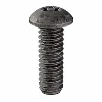 Button head machine screw with tamper-resistant T27 drive, requiring a special bit for installation and removal. Thread size 1/4"-20, length 3/4". Made of steel with black oxide finish for mild corrosion resistance. Supplied in a pack of 25. Suitable for securing panels, enclosures, and fixtures where unauthorized access is a concern