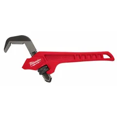 This MILWAUKEE hex pipe wrench features a smooth jaw design to prevent marring on softer materials. With a 10 in overall length and 2 5/8 in jaw capacity, it is suited for gripping and turning pipes, fittings, and hex-shaped fasteners in plumbing and mechanical applications. The ergonomic handle reduces hand fatigue during extended use.