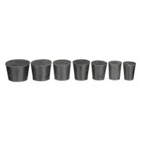 Stopper Set: Natural Rubber, 00 to 7 Stopper Size, 25 mm Overall Ht, Black, Autoclavable (MPN RSTPK3)