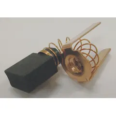 Carbon brush assembly for MILWAUKEE 1670-1 tool. Includes brush and components to deliver current to the commutator for motor maintenance in industrial drilling and fastening applications.