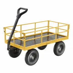 GORILLA cart: 1,200 lb Cap, 49 in L x 24 1/2 in W x 14 in H Deck, D-Shaped, 12 ga Frame, Yellow (MPN GOR-1201B-2). Key specifications — Brand: GORILLA; Color: Yellow.