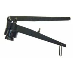 This manual decrimper is constructed from steel and designed for removing aluminum seals from 11 mm crimp-top vials. It operates without external power, making it suitable for hand use in laboratory settings where secure seal removal is required.