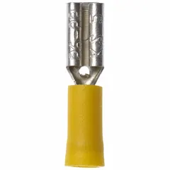 Nylon-insulated ring terminal for secure electrical connections. Accommodates 26 AWG to 24 AWG wire with a #8 stud size. Rated for 1,000 V. Suitable for use in control panels, instrumentation, and low-voltage wiring applications.