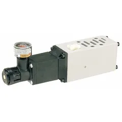 This sandwich manifold compressed air regulator is designed for mounting in pneumatic systems to control and stabilize air pressure. It operates within a pressure range of 5 psi to 125 psi and a maximum temperature of 120°F. Typical applications include industrial automation, packaging, and assembly lines where precise pressure regulation protects downstream equipment.