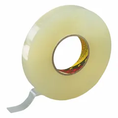 Closed-cell polyethylene foam tape with removable acrylic adhesive. Transparent, 31.25 mil thick, 3/4 in wide, 27 yd long. Used for temporary mounting, splicing, and gasketing where a clean, removable bond is required.