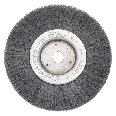 WEILER Wire Wheel Brush: Crimped Steel, 12 in Dia x 3/4 in Wd, 1 1/4 in Arbor - Light-Cleaning Brushes for Carbon Steel