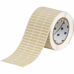 Precut label roll measuring 1/4 in x 1 in, made of polyimide with permanent adhesive in yellow matte finish. Compatible with i5100 printer series. Suitable for durable identification in industrial environments such as electrical panel labeling, component marking, and asset tracking.