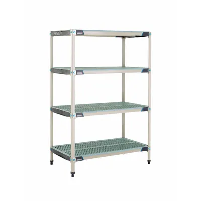 METRO Plastic Industrial Shelving: 24 in x 42 in, 62 in Overall Ht, 4 Shelves - Harsh-Environment Antimicrobial Stationary Plastic Shelving