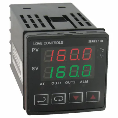Dwyer Temperature Controller: 16B, 1/16 DIN Size, RTD/Thermocouple, 24V DC, 32°F to 122°F - Temperature Controllers