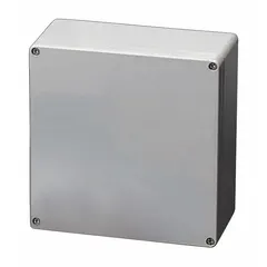 This fiberglass submersible enclosure measures 4 in x 8 in x 3 in and is rated NEMA 12/4X/6P for protection against dust, water, corrosion, and temporary submersion. It features a clear cover secured with screws and does not include knockouts. Suitable for housing electrical controls, terminals, and instruments in indoor or outdoor environments.