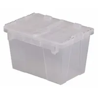 ORBIS Attached Lid Tote: 4.5 gal, 15 1/4 in x 10 7/8 in x 9 7/8 in, Clear Body, Clear Lid, Plastic (MPN FP06 Clear)