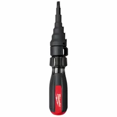 This screwdriver-style reamer is used for deburring the inside of conduit and tubing after cutting, and can also drive screws and nuts. The soft grip handle provides comfort during manual operation. It accommodates pipe sizes up to 1 inch.