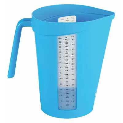 VIKAN Measuring Cup: Dry/Liquid, 67.6 fl oz Capacity, Polypropylene, Blue, 5 1/2 in Overall Lg - Plastic Measuring Cups