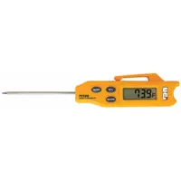 Industrial pocket thermometer with a range of -58°F to 572°F (-50°C to 300°C) and 0.1°F/0.1°C resolution. Accuracy is ±1.8°F/1°C from -22°F to 302°F, ±4°F/2°C otherwise. Suitable for temperature measurement in HVAC, refrigeration, and food service applications