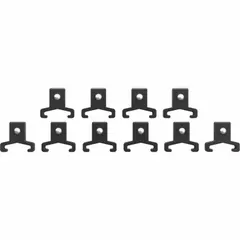 Black plastic socket rail clip for securing sockets on MILWAUKEE socket rails and trays. Overall width 1 in, overall length 2 in. Helps prevent sockets from falling off during transport or storage in workshop environments.