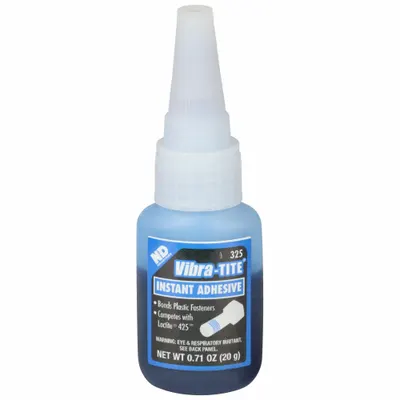 VIBRA-TITE Plastic Threadlocker: 325, Blue, 0.06 fl oz, Bottle (MPN 32520) - Threadlockers for Plastics