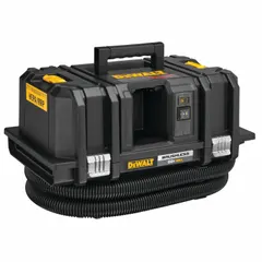 This cordless dust extractor from DEWALT is designed for dry and wet pickup on job sites. It features a 2-gallon plastic tank, HEPA filtration, and delivers 125 cfm of airflow. The bare-tool model requires a 6.0 Ah battery (not included). Suitable for portable debris collection in construction, renovation, and maintenance tasks.