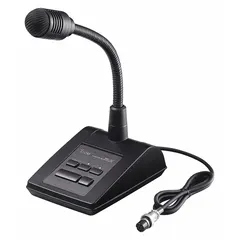 Desktop microphone for ICOM radio transceivers. Features a black finish, 8-pin round plug connector, and 40-inch cord. Includes push-to-talk function. Compatible with ICOM 7851 series.
