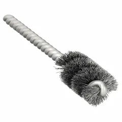 This single-stem brush is designed for cleaning blind holes in carbon steel. It removes debris, burrs, and surface contaminants from internal bores and tubes. The brush has a 1/2 in diameter, 0.005 in fill diameter, and 3/16 in stem diameter.