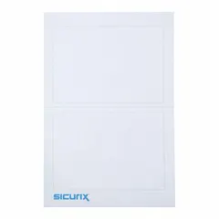 Paper adhesive ID badges in white, each measuring 2 1/2 inches in height and 3 1/2 inches in width. Supplied in a pack of 600. Suitable for temporary identification, access control, or event labeling.