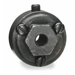 This interchangeable hex hub is designed for mounting condenser propeller blades onto motor shafts in HVAC and industrial cooling systems. Constructed from alloy steel, it features two set screws for secure attachment. The 5/8 in bore diameter accommodates standard motor shafts.