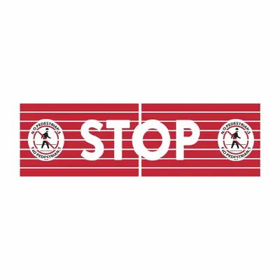 SUPERIOR MARK Floor Sign Stop Bar: PVC, Adhesive Sign Mounting - No Pedestrians Floor Signs