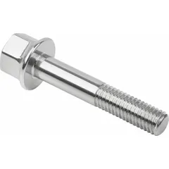 Partially threaded M10 stainless steel screw with flanged hex head and USIT sealing. Minimum thread length 26 mm. Used in hygienic environments such as food processing and pharmaceutical equipment where clean, secure fastening is required.